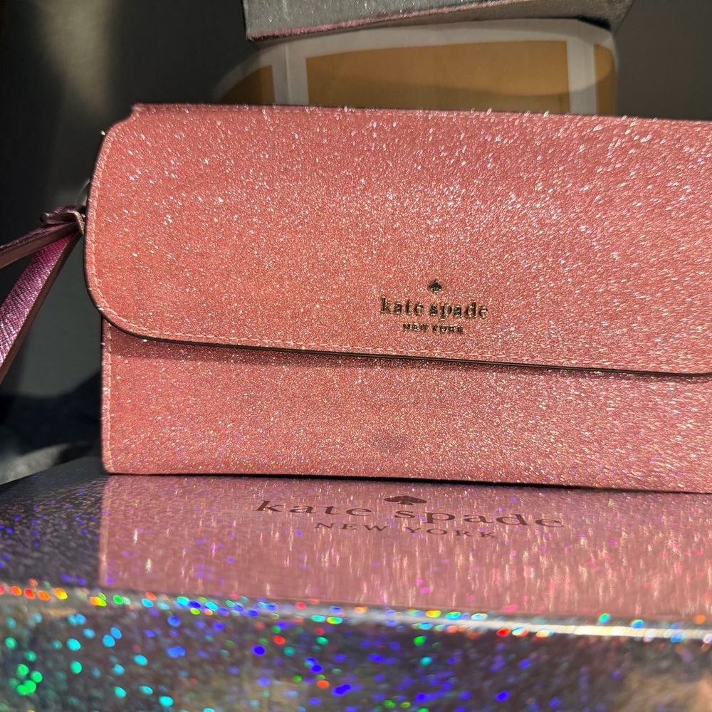 Kate Spade medium flap phone wristlet rose pink